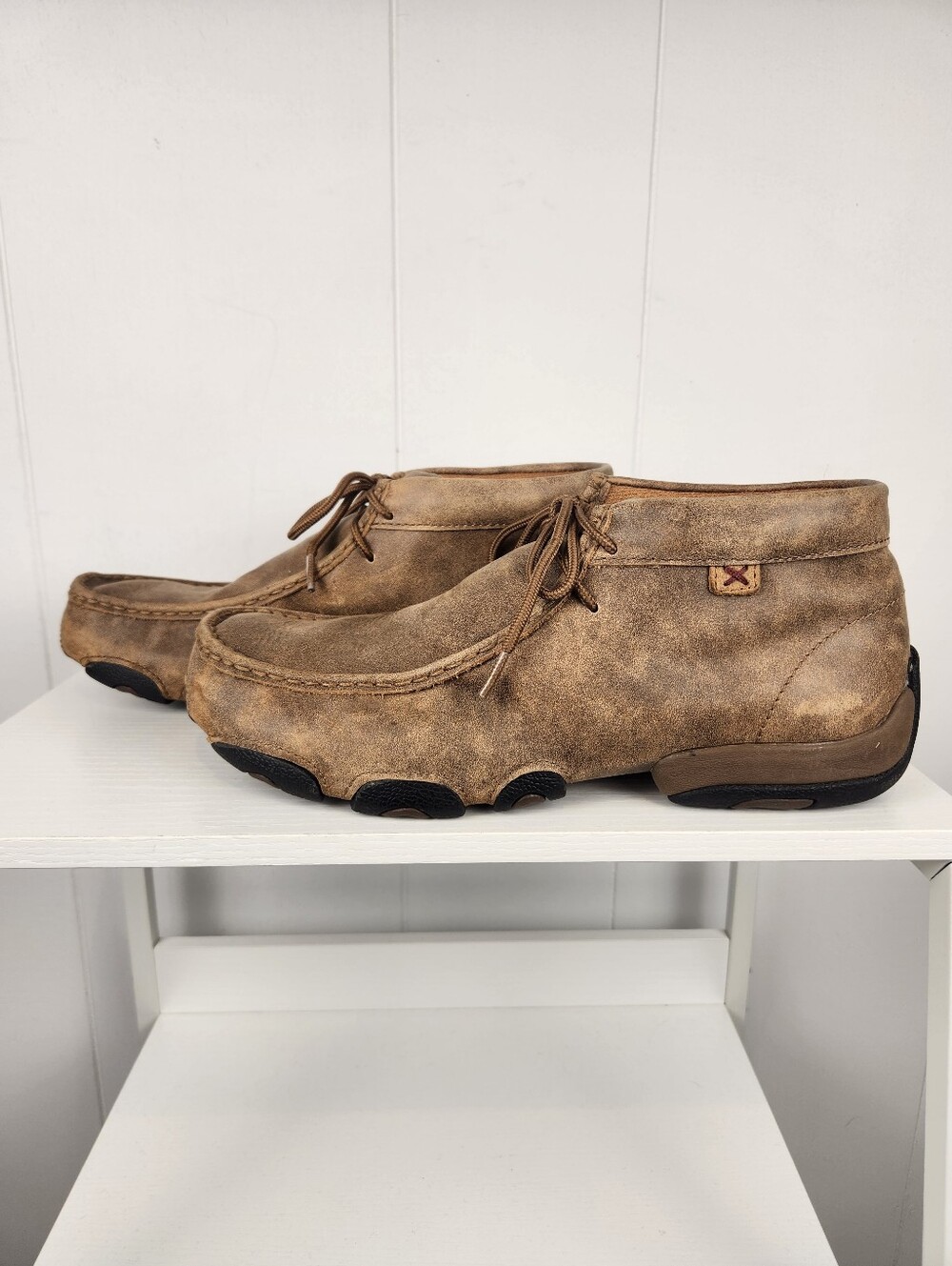 Twisted X Chukka Driving Moc Lace Up Shoes Men 9.5M Western Casual Brown Leather